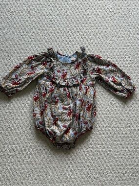 Pink Chicken Floral Ruffle Long-Sleeve Baby floral Romper - Blue, Red, Gold